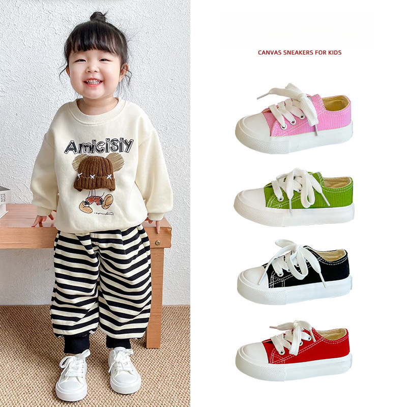 韓版糖果色兒童春秋帆布鞋