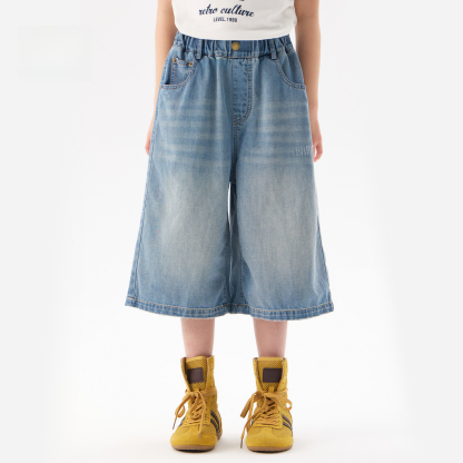 女童韓版休閒直筒七分褲