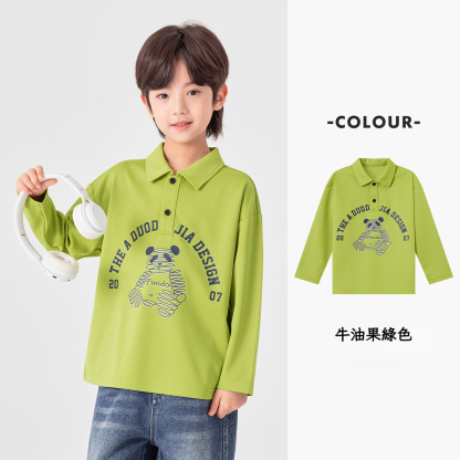 春秋男童熊貓印花polo衫