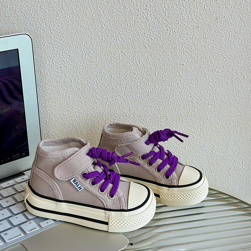 兒童軟底芒果頭高幫帆布鞋