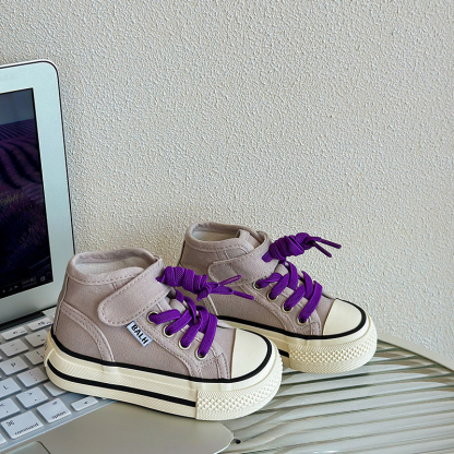 兒童軟底芒果頭高幫帆布鞋