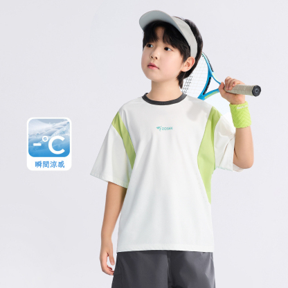男童運動拼接透氣珠地T恤