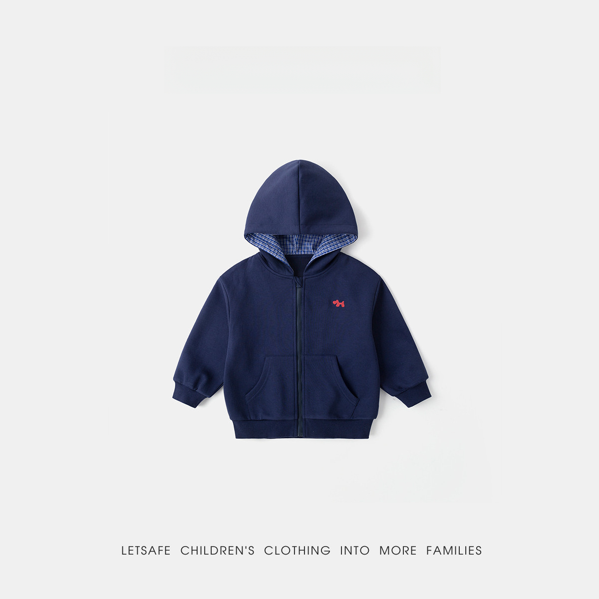 春季兒童款學院風連帽拉鏈衛衣