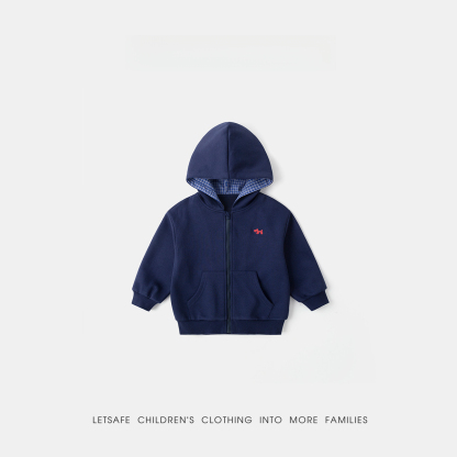 春季兒童款學院風連帽拉鏈衛衣
