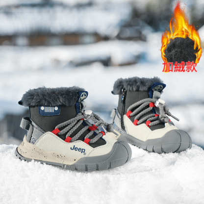 兒童冬季加絨棉靴皮毛一體