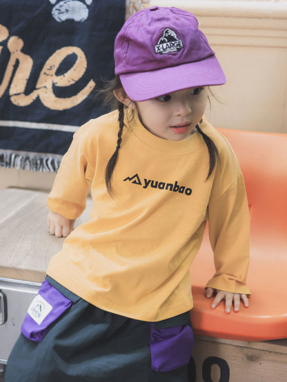 兒童戶外露營長袖磨毛T恤