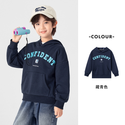 春秋男童美式印花連帽衛衣