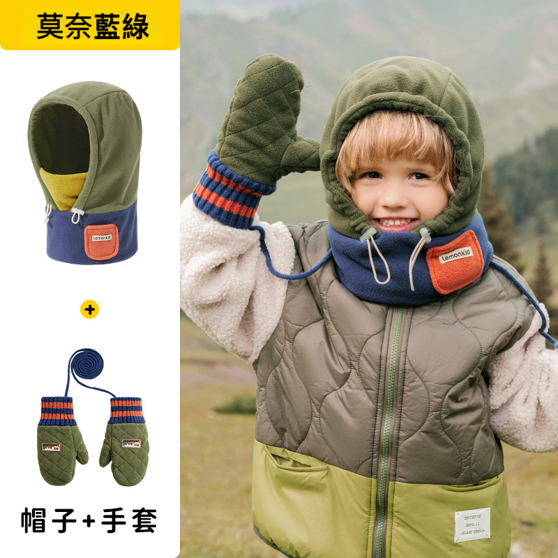 兒童冬帽圍手套一體