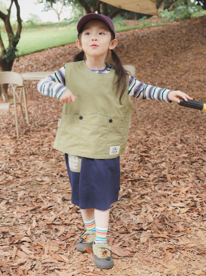 兒童工裝戶外梭織棉馬甲