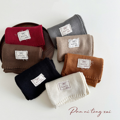 兒童純色秋冬保暖針織毛線圍脖