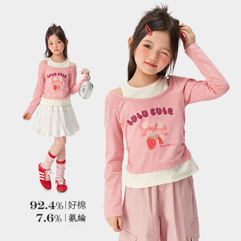 春季新款女童工裝褲直筒褲