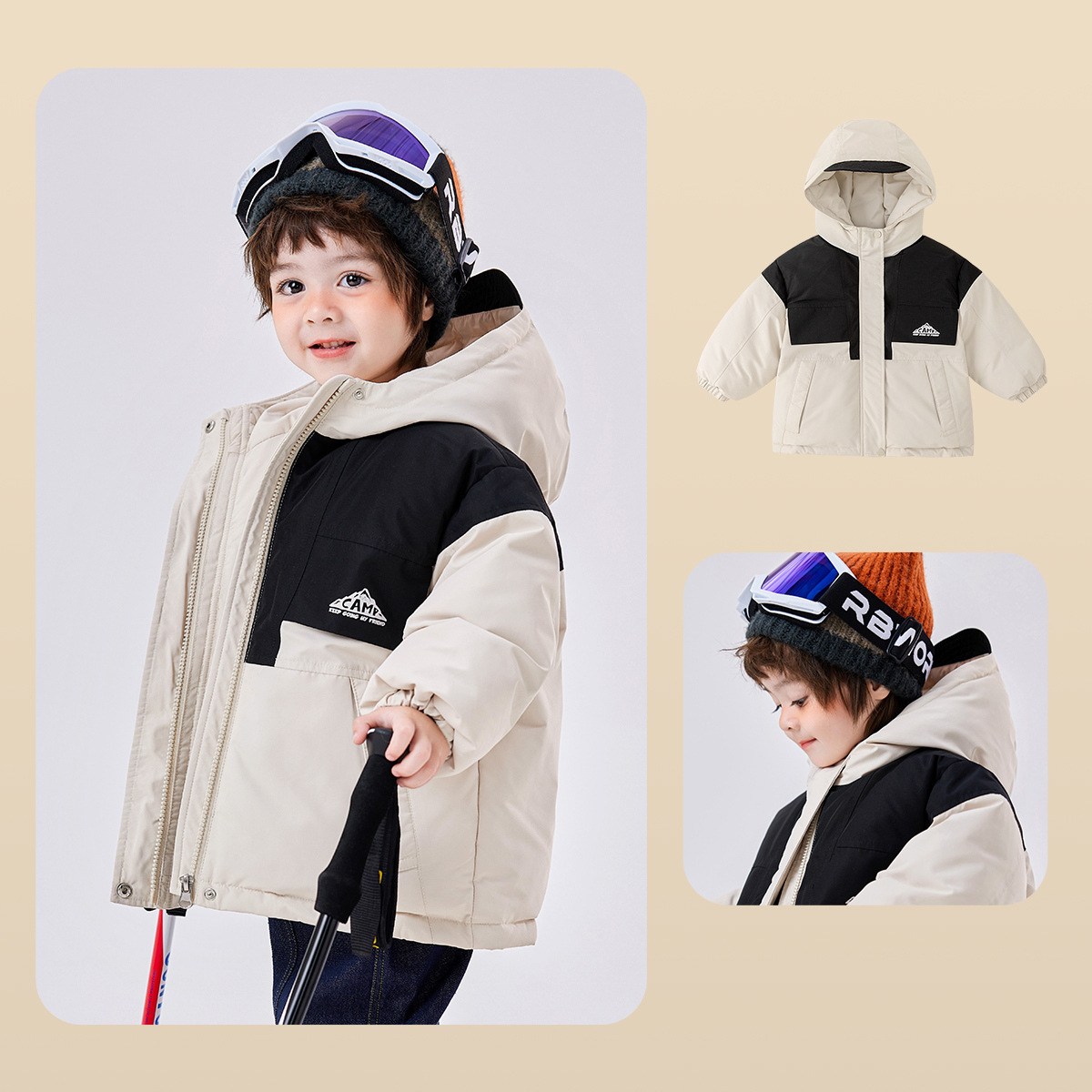 杜邦三防兒童連帽羽絨服