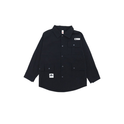 兒童春季長袖翻領多口袋工裝襯衫外套