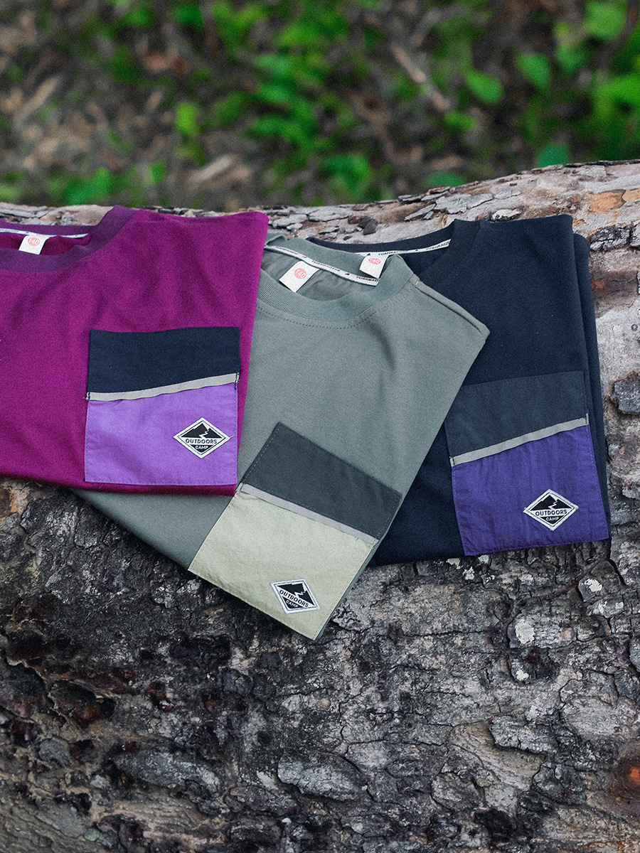 兒童撞色口袋T恤