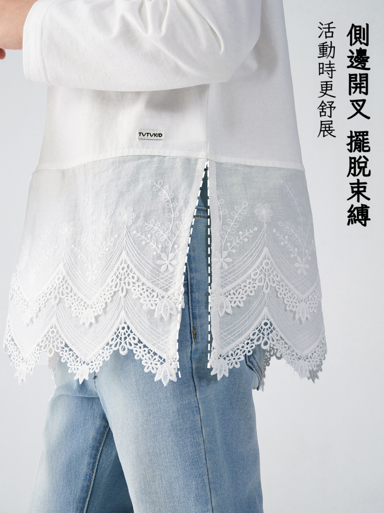 春季女童蕾絲純棉長袖打底衫