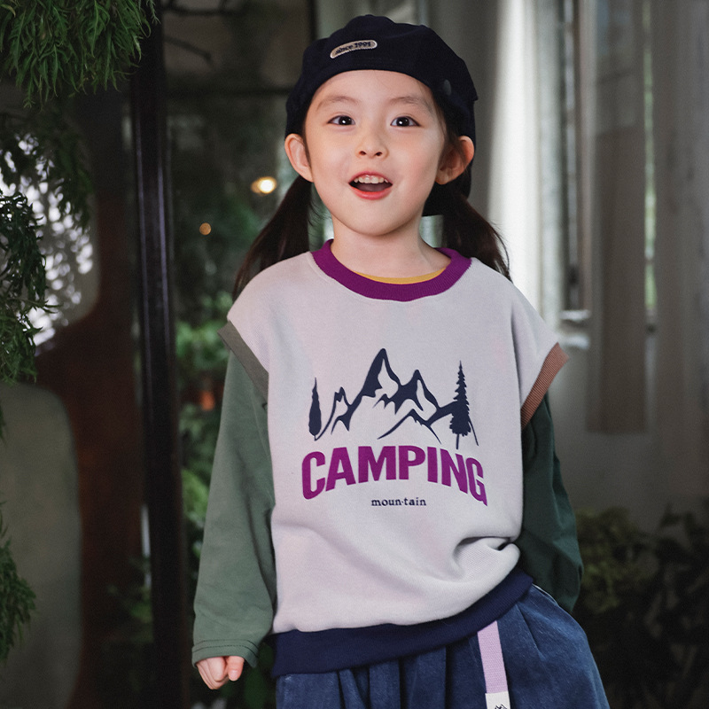 女童秋季撞色包邊馬甲