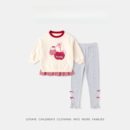 女童春季甜美衛衣褲子套裝