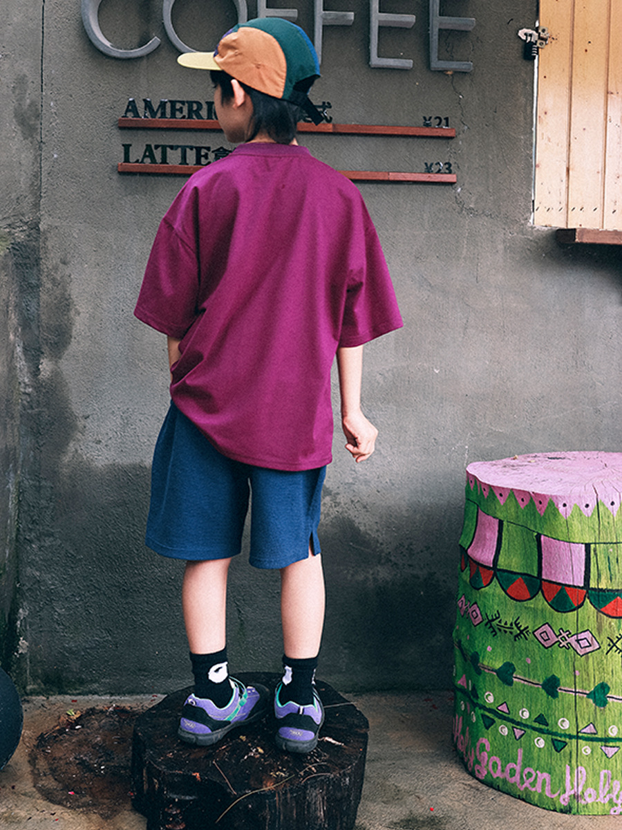 兒童撞色口袋T恤