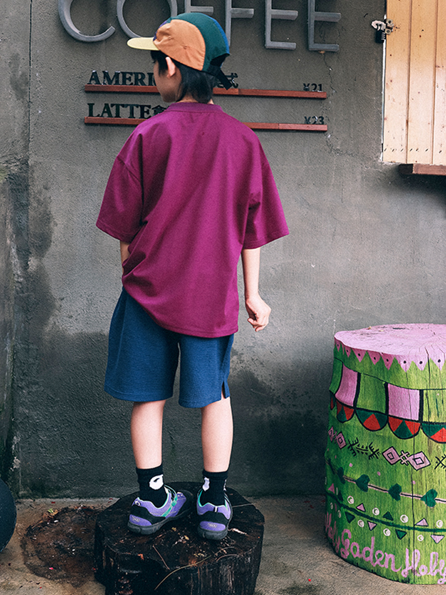 兒童撞色口袋T恤