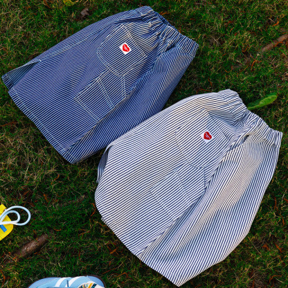 女中大童復古條紋百搭牛仔裙親子裝