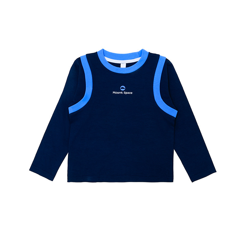 親子裝女童春季假兩件修身長袖打底衫T恤