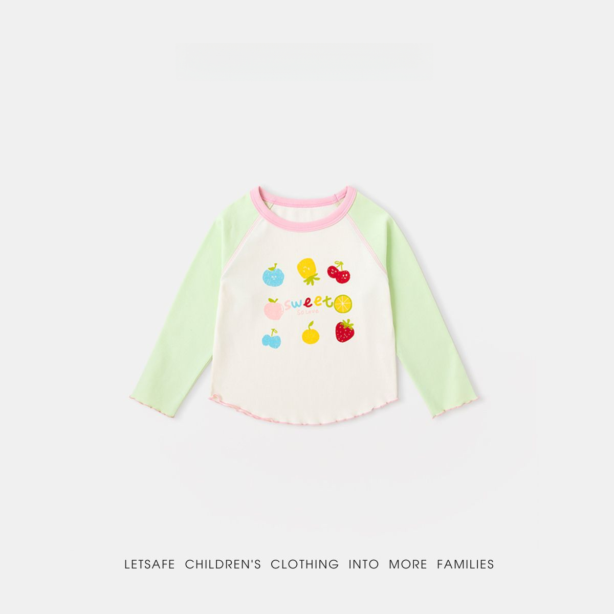 春季女童童趣插肩袖T恤