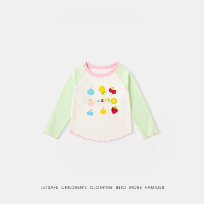 春季女童童趣插肩袖T恤