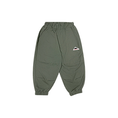 兒童山系撞色口袋束腳工裝機能褲