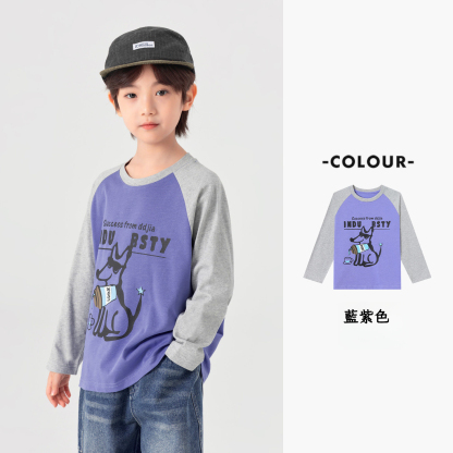 春秋男童美式小狗純棉長袖T賉