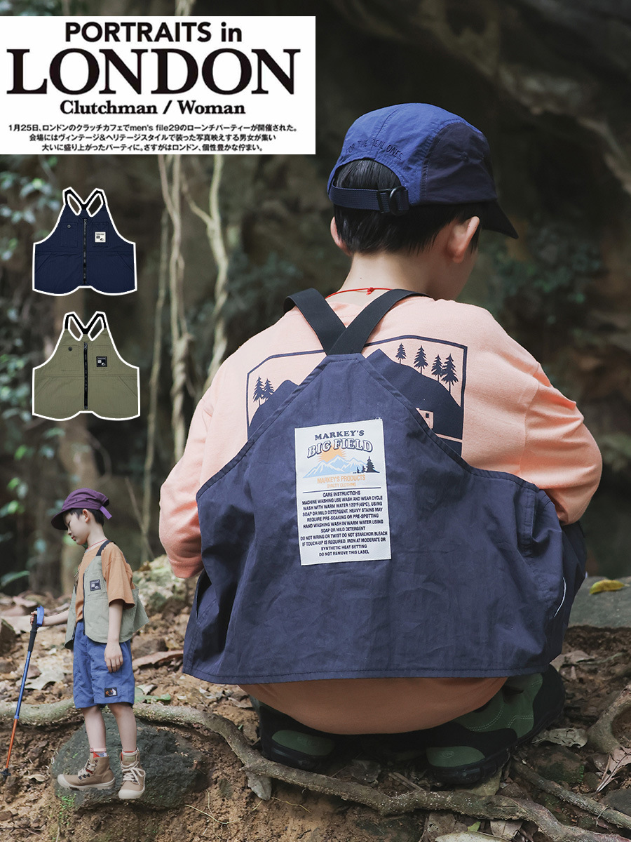 城市戶外山系機能風拉鏈馬甲兒童背心