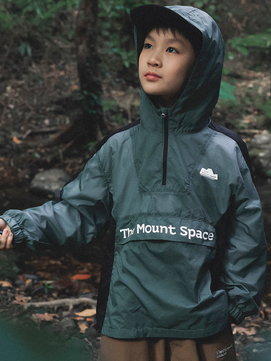 兒童春季戶外速乾半拉鏈套頭防風軟殼衝鋒衣