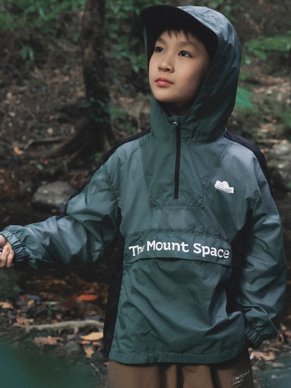 兒童春季戶外速乾半拉鏈套頭防風軟殼衝鋒衣