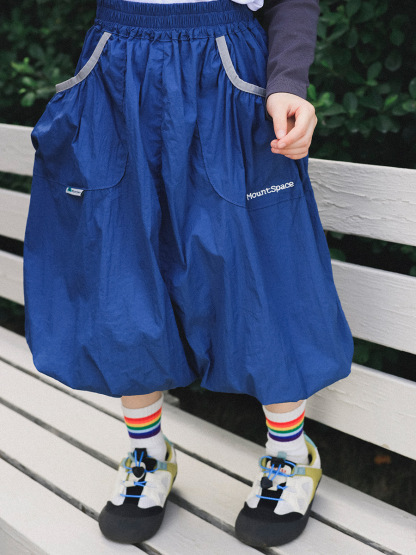 女童春季戶外速乾透氣大口袋鬆緊腰花苞裙