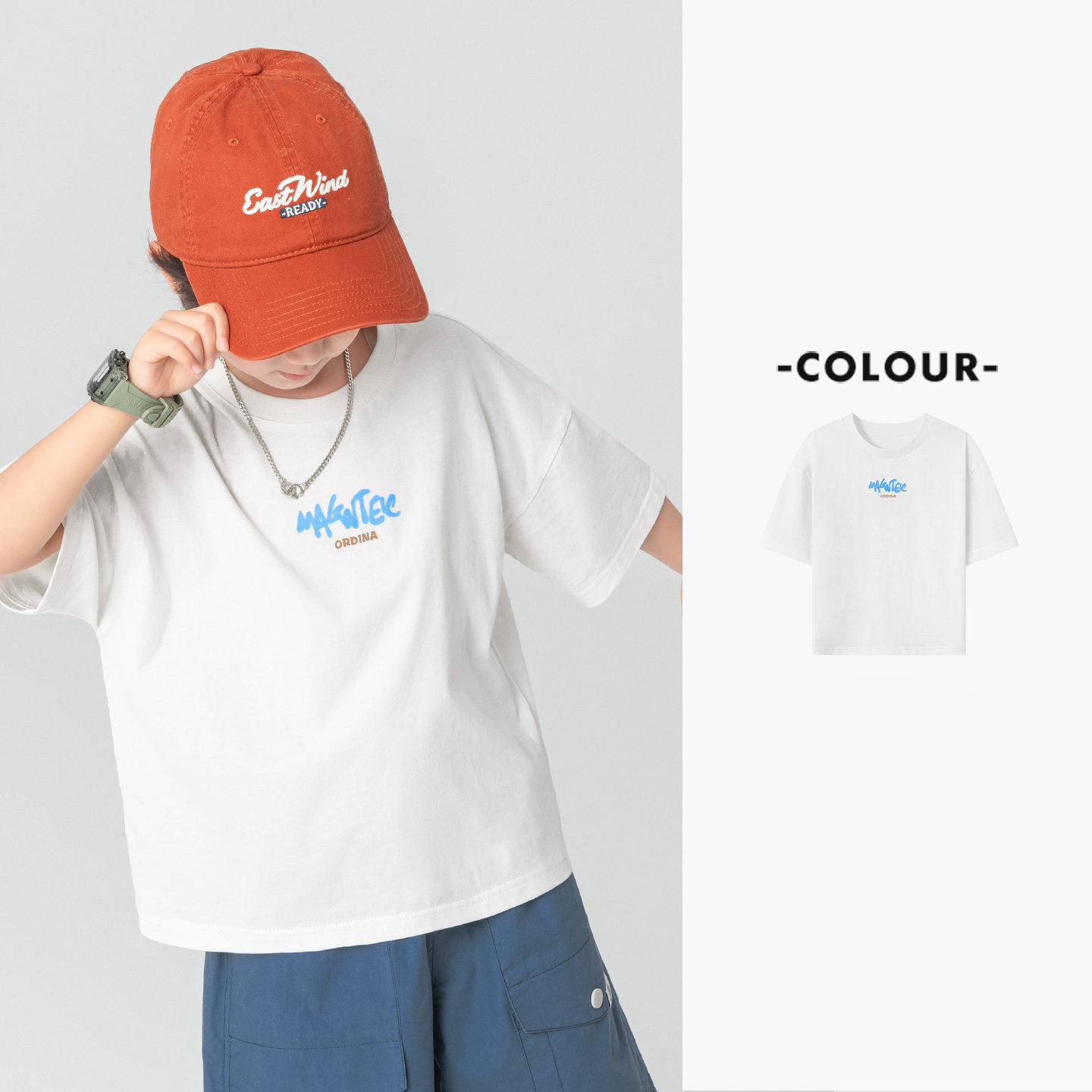 男童撞色字母塗鴉短袖T恤