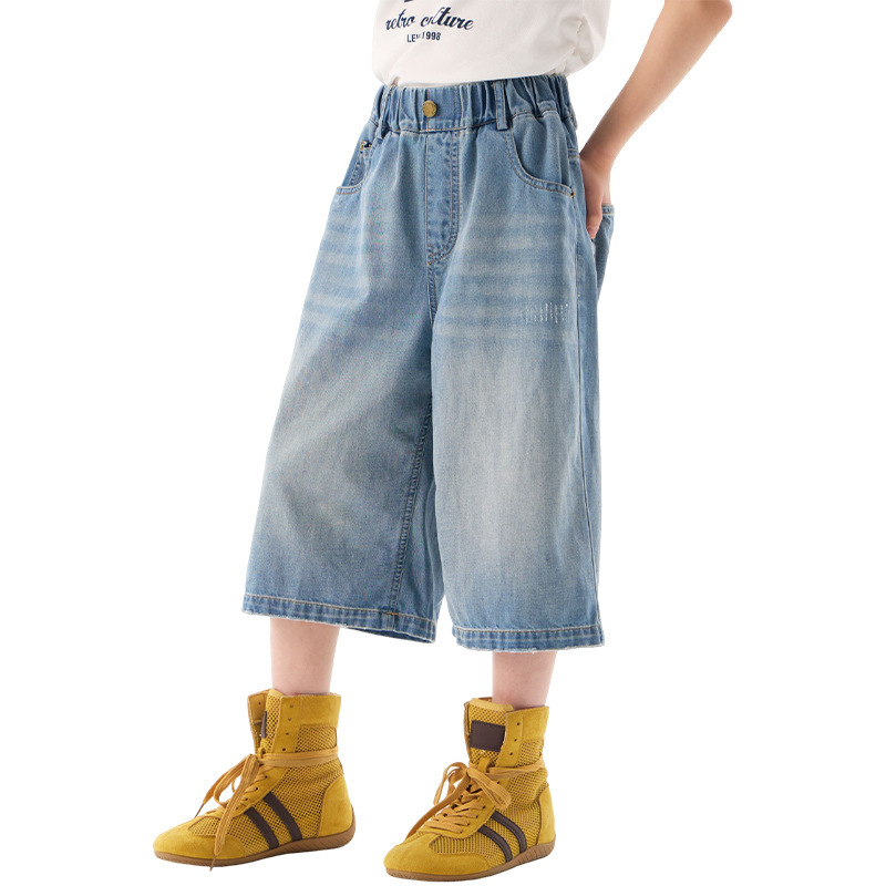 女童韓版休閒直筒七分褲