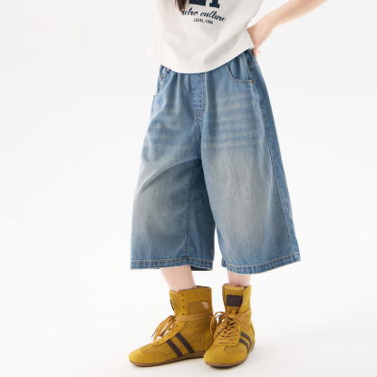 女童韓版休閒直筒七分褲