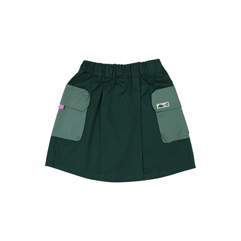 女童山系薄款撞色口袋涼感工裝裙子