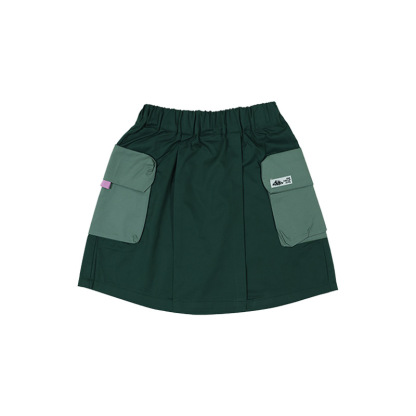 女童山系薄款撞色口袋涼感工裝裙子