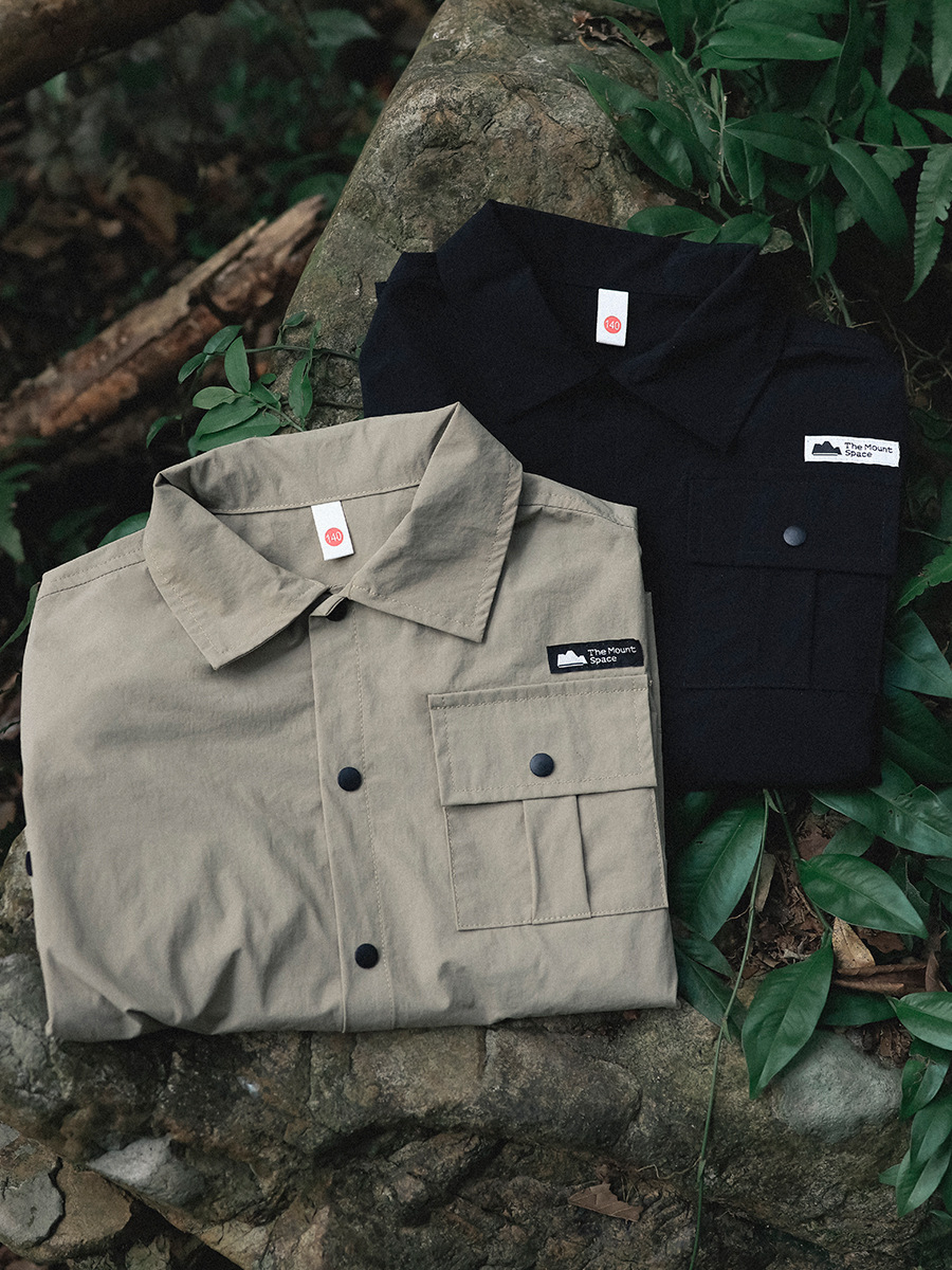 兒童春季長袖翻領多口袋工裝襯衫外套