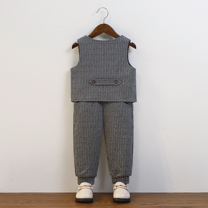 兒童帥氣英倫馬甲三件套