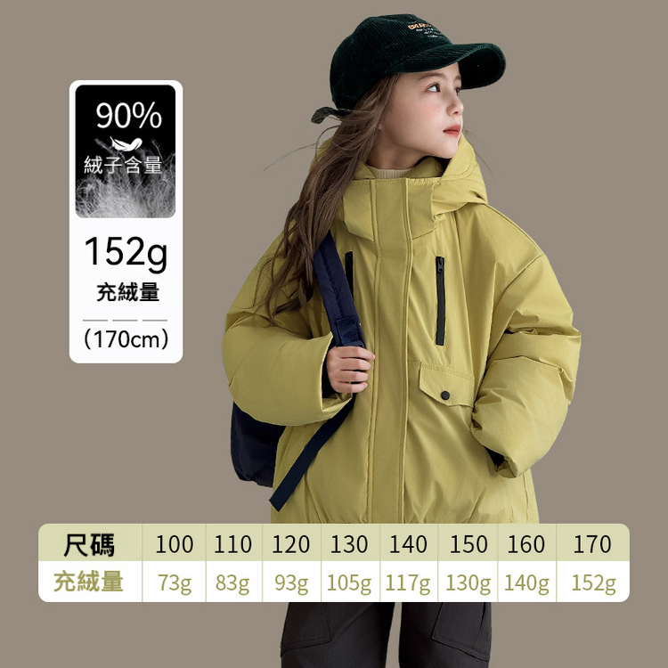 女童工裝三防羽絨服