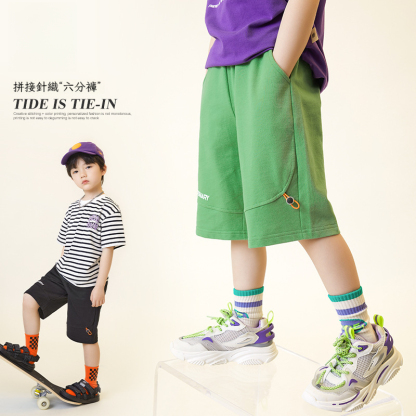 夏季男童純棉寬鬆六分休閑運動軟彈短褲