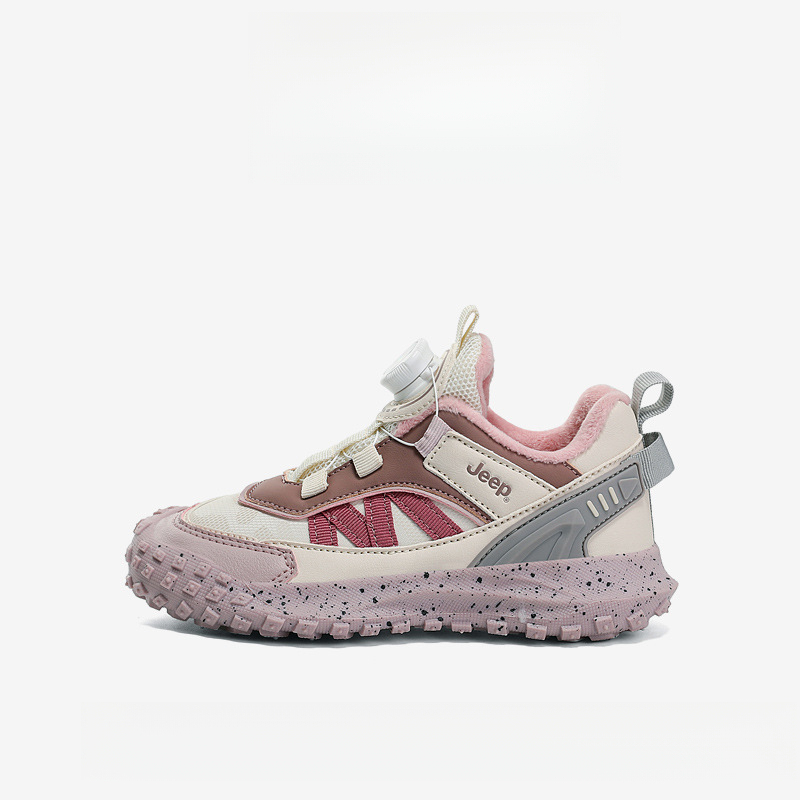 兒童春秋紐扣防滑登山跑步鞋