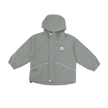 女童春季連帽軟殼印花立領外套