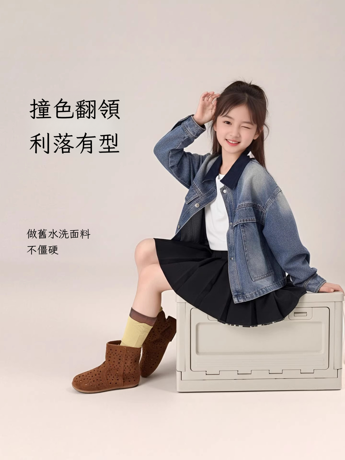 春季女童廓形牛仔外套