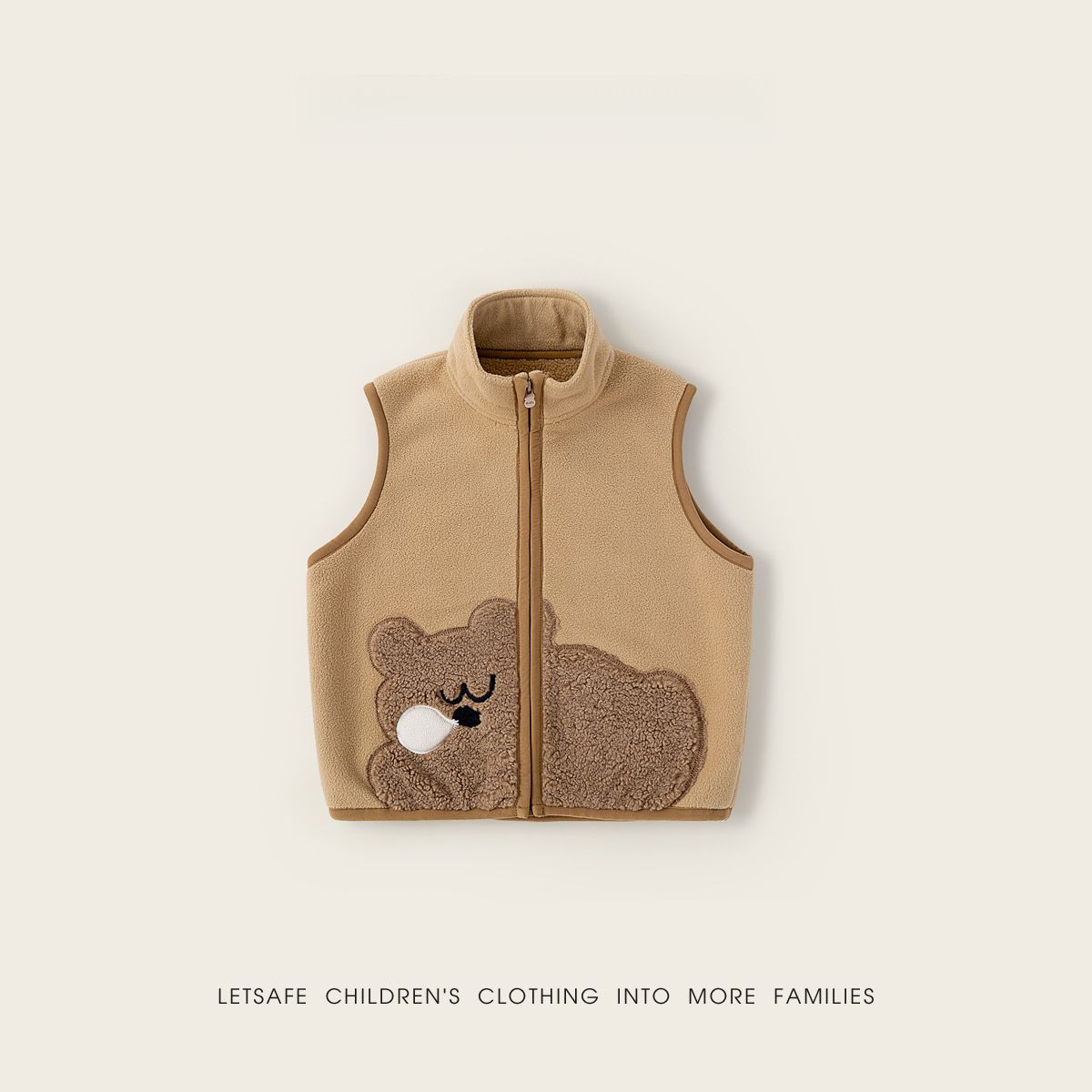 兒童秋冬加絨卡通圖案馬甲