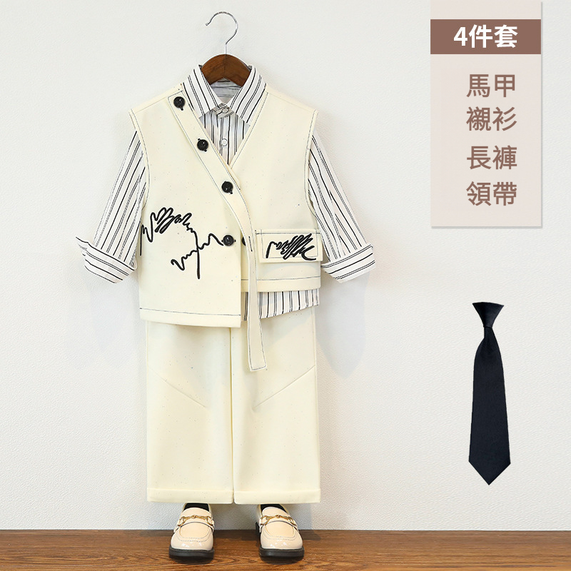 兒童復古滿天星刺繡西服