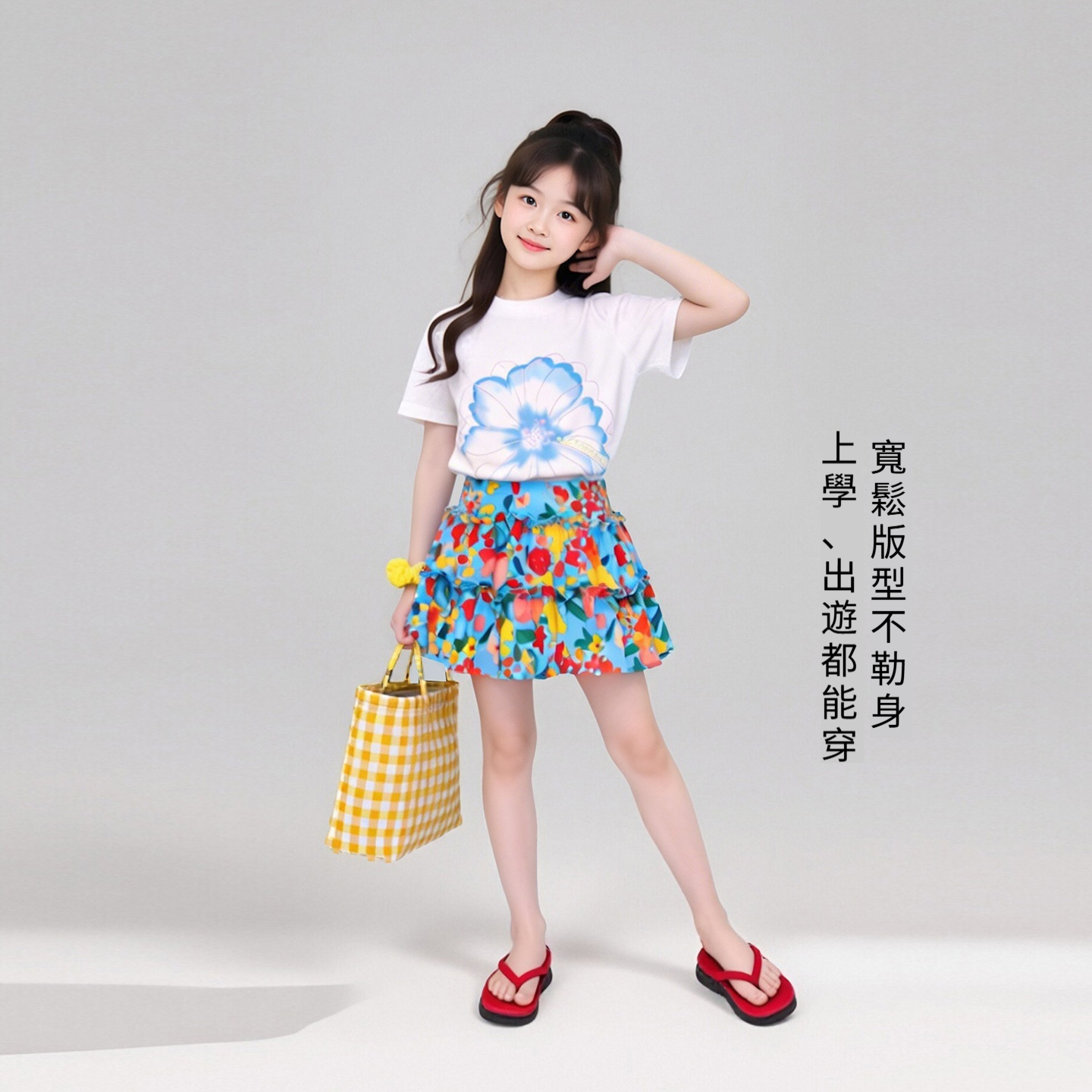 女童花朵印花碎花蛋糕裙兩件