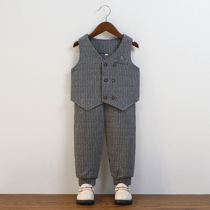 兒童帥氣英倫馬甲三件套