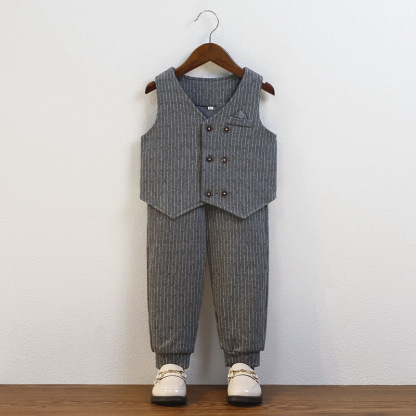 兒童帥氣英倫馬甲三件套